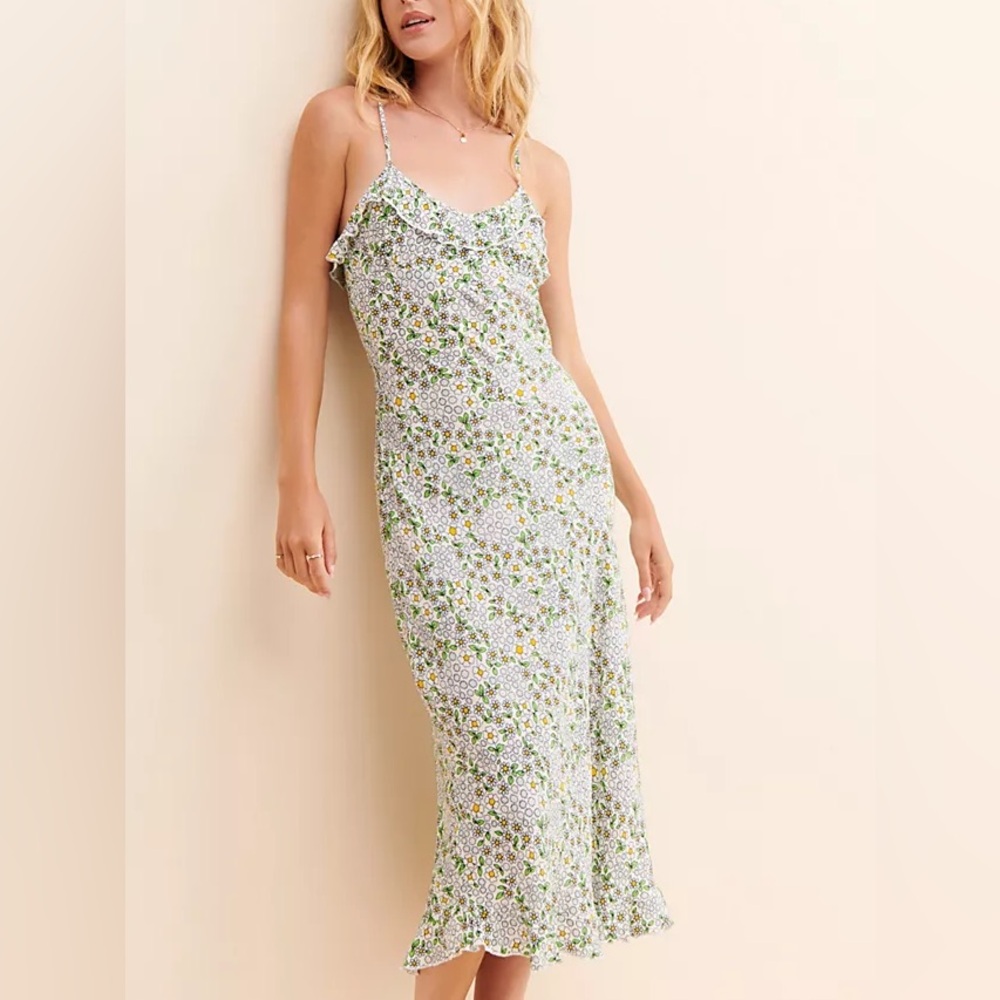 Floral Midi Dress with Spaghetti Straps